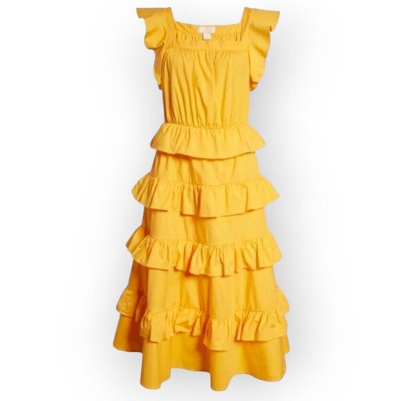 Rachel Parcell Marigold Ruffle Cotton Midi-Dress Size 14 NWOT - Picture 2 of 15